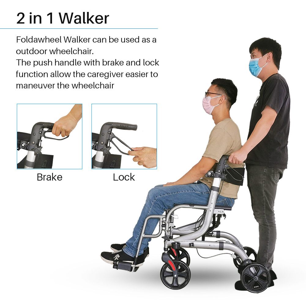 Foldawheel Walker - Multi Purpose Wheelchair and Walker 2 in 1 6