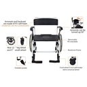 Heavy-duty Commode Wheelchair 24" 2
