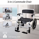 Heavy-duty Commode Wheelchair 24" 3