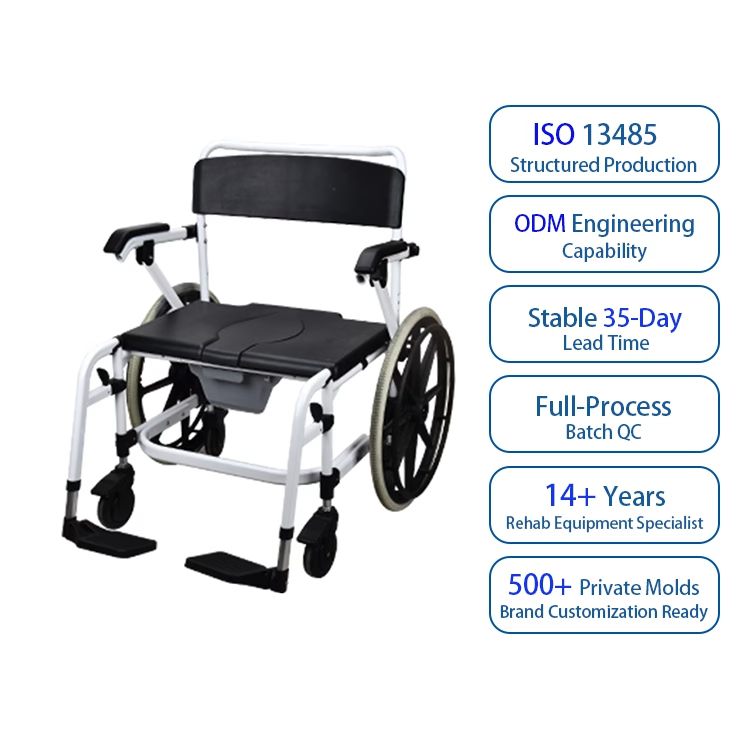 Heavy-duty Commode Wheelchair 24" 4